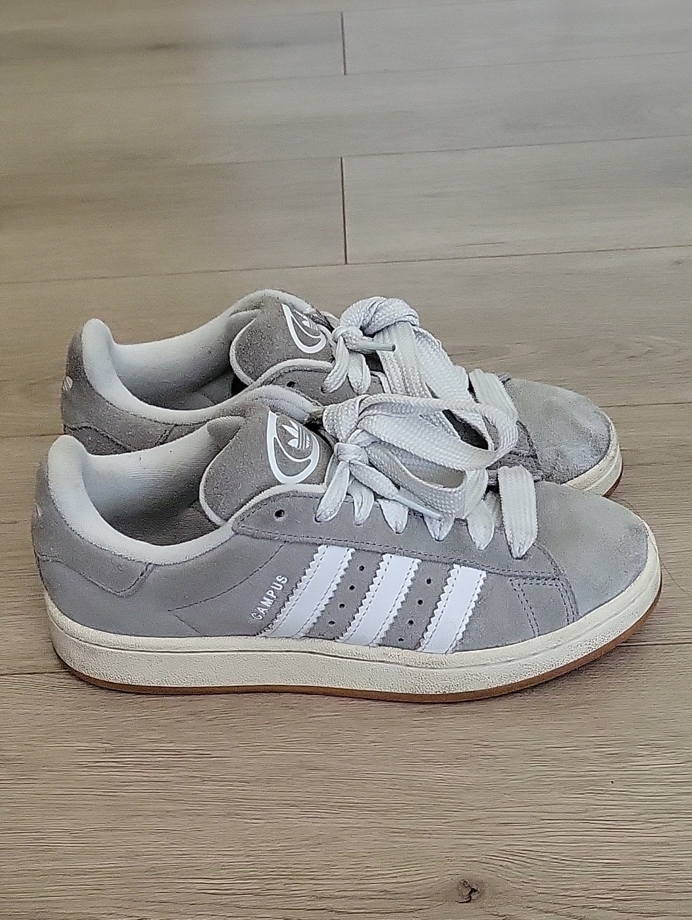 adidas Gray and White Campus Suede Sneakers